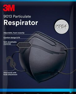 3M™ Khẩu Trang Tiêu Chuẩn KF94 9013, Đen, 1 Cái/Gói, 20 Gói/Hộp