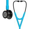 Ống nghe 3M™ Littmann® Cardiology IV™ Chẩn đoán, Mặt nghe phủ màu khói, Dây nghe màu ngọc lam, Quai nghe và Bộ tai nghe màu khói, 27 inch, 6171