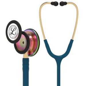 Ống Nghe 3M™ Littmann® Classic III™, 5807, Lớp Phủ Màu Cầu Vồng, Dây Nghe Màu Lam Ca-ri-bê, 27 in, 3 Cái/Thùng