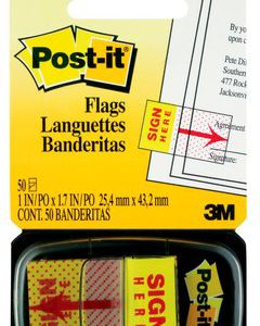 Post-it® Trình Ký Sign Here 680-9, 25 mm x 43.2 mm, 50 Miếng/Xấp, 36 Xấp/Hộp