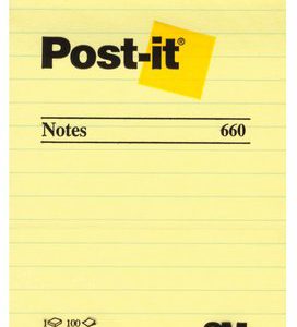 Giấy Ghi Chú Post-it® 660, Canary Yellow Lined, 4 in x 6 in, 72 Pad/Carton